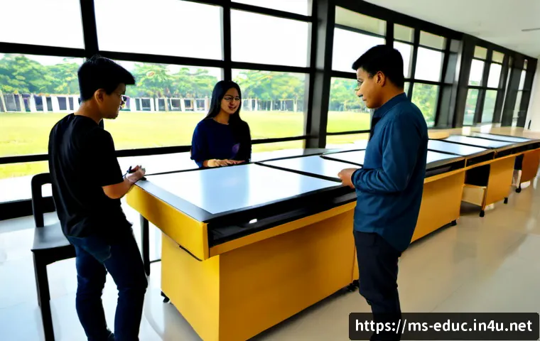 Home 17 고등교육 혁신 - Photorealistic modern Malaysian university innovation classroom, diverse Malay, Chinese, and Indian ...